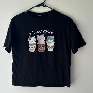 Cute Cat Coffee Graphic Tee